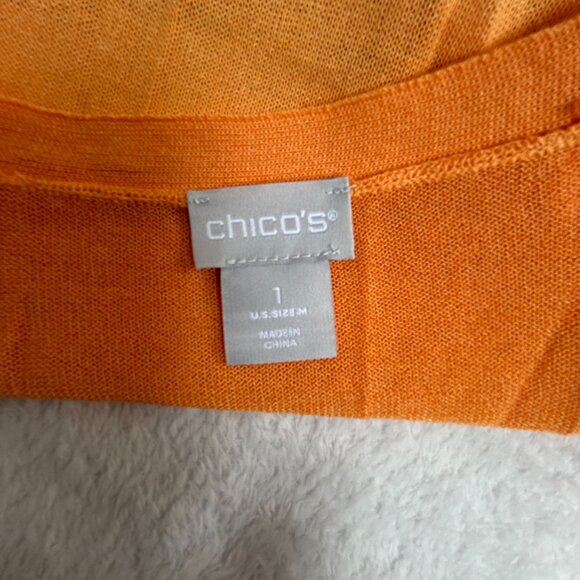 Chico's Womens Open Front Ombré Knit Cardigan Sweater Size 1, Medium Orange Pink - Picture 3 of 8